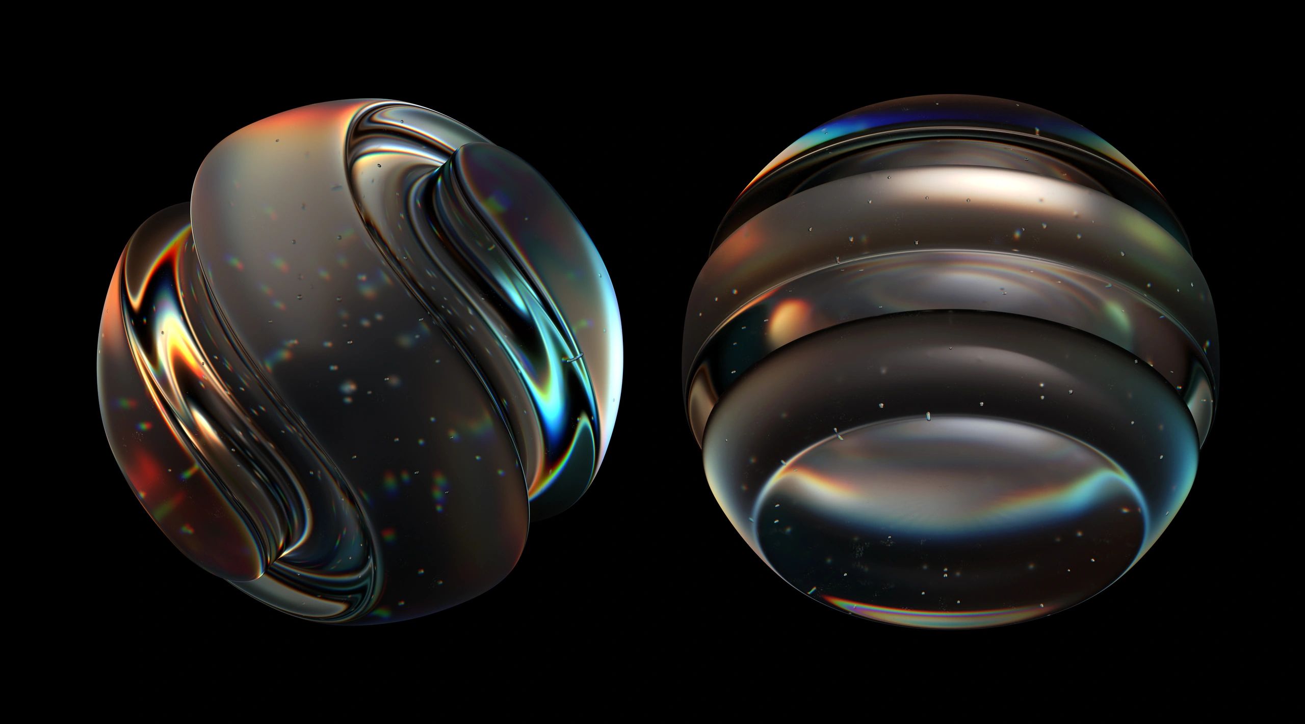 Abstract glass rounded shapes render