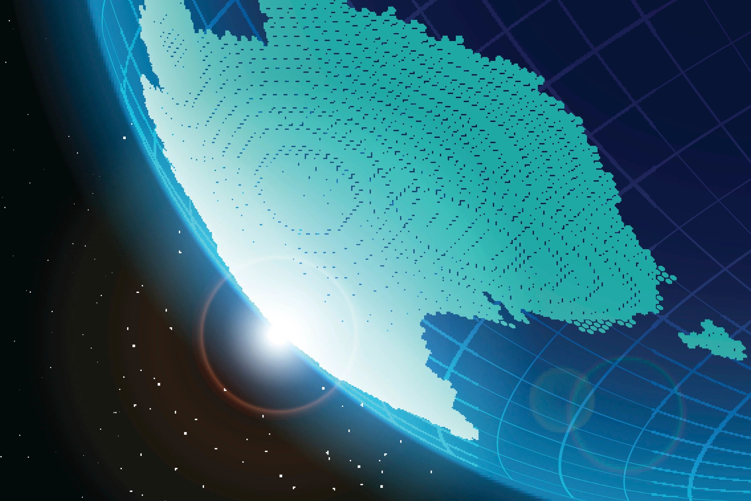 Hexagon pattern over Earth from space, used as a technical trimsheet preview tile